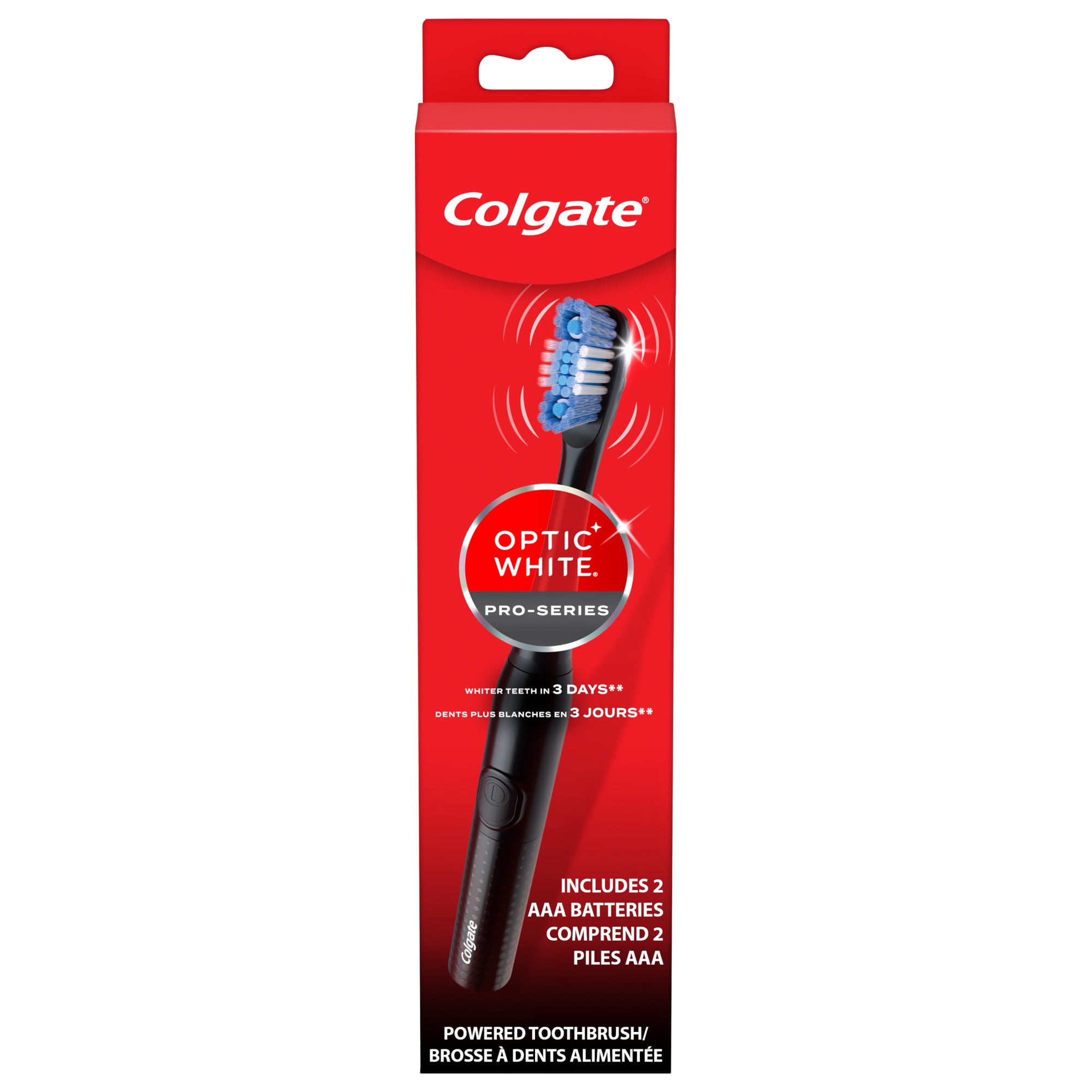 Colgate Optic White Pro Series Sonic Adult Battery Powered Electric Toothbrush, Black