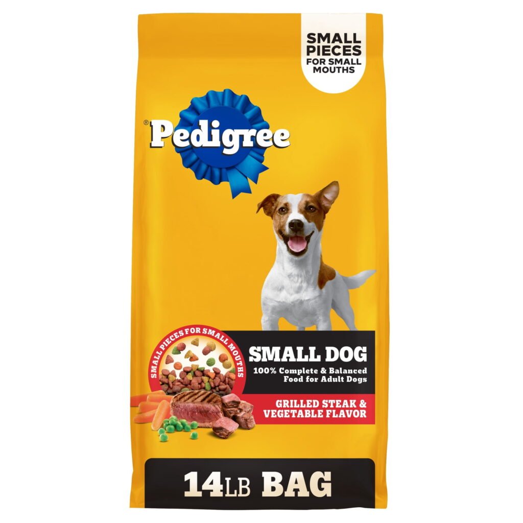 Pedigree Dry Dog Food for Small Adult Dogs, Grilled Steak & Vegetable Flavor, 14 lb Bag