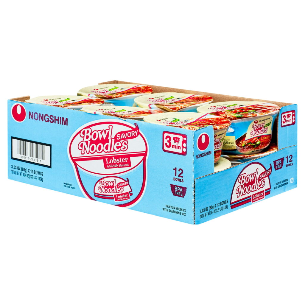 Nongshim Bowl Noodle Savory Lobster Flavor Ramen Soup 3.03oz, 12 Count