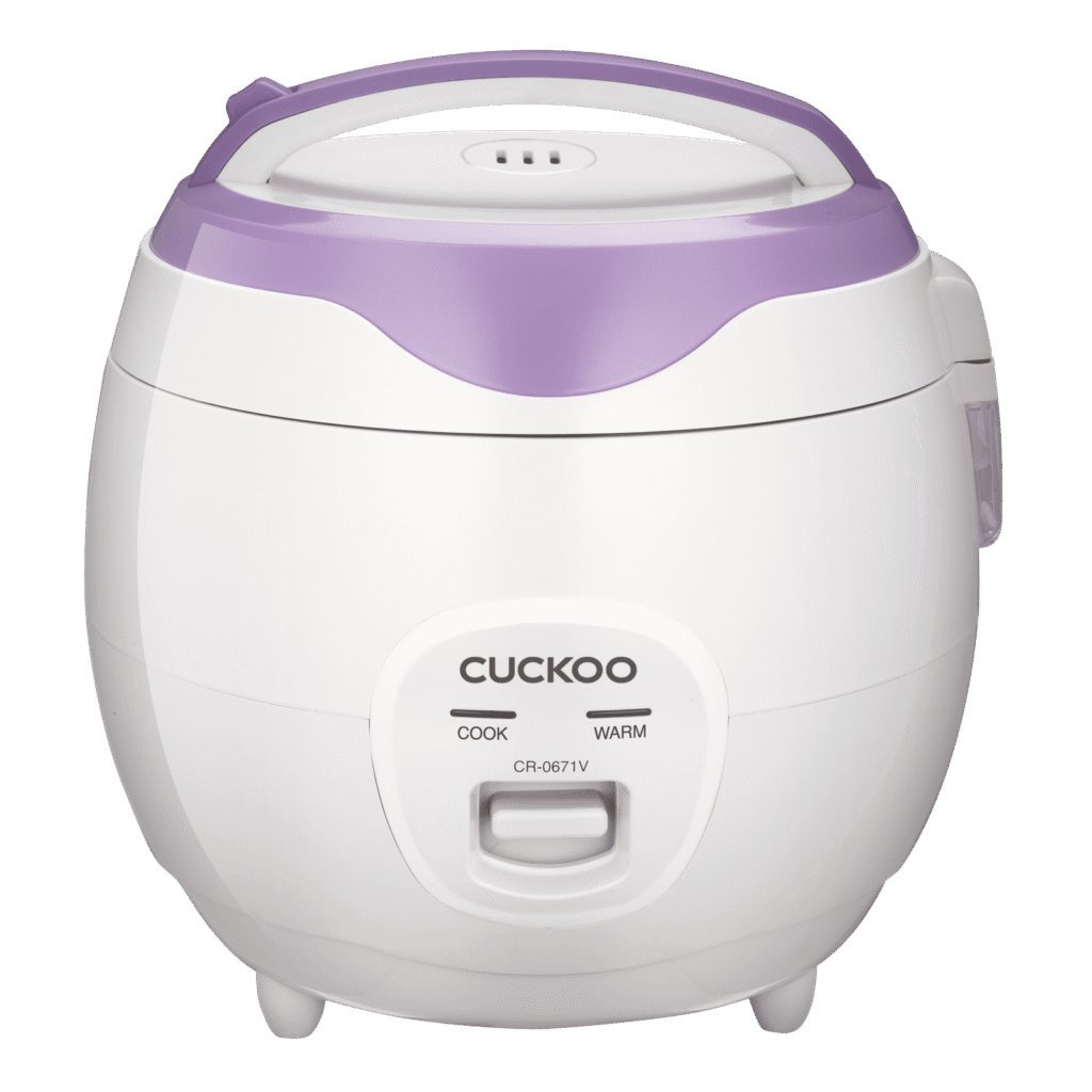 CUCKOO Basic Rice Cooker 6-Cup Uncooked / 12-Cup Cooked, Versatile Rice Maker with Non-Stick Inner Pot, Easy to Use, Auto Keep Warm, White/Purple (CR-0671V)