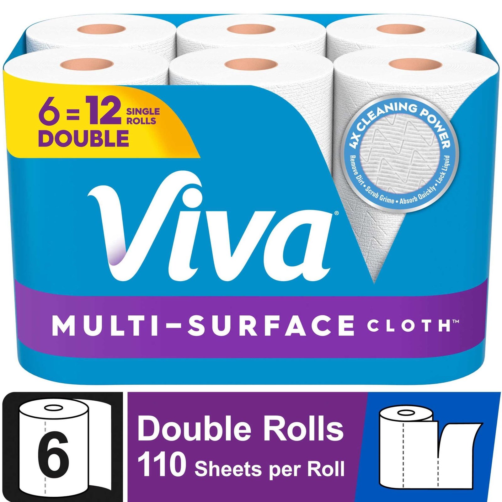 Viva Multi-Surface Cloth Paper Towels, 6 Double Rolls