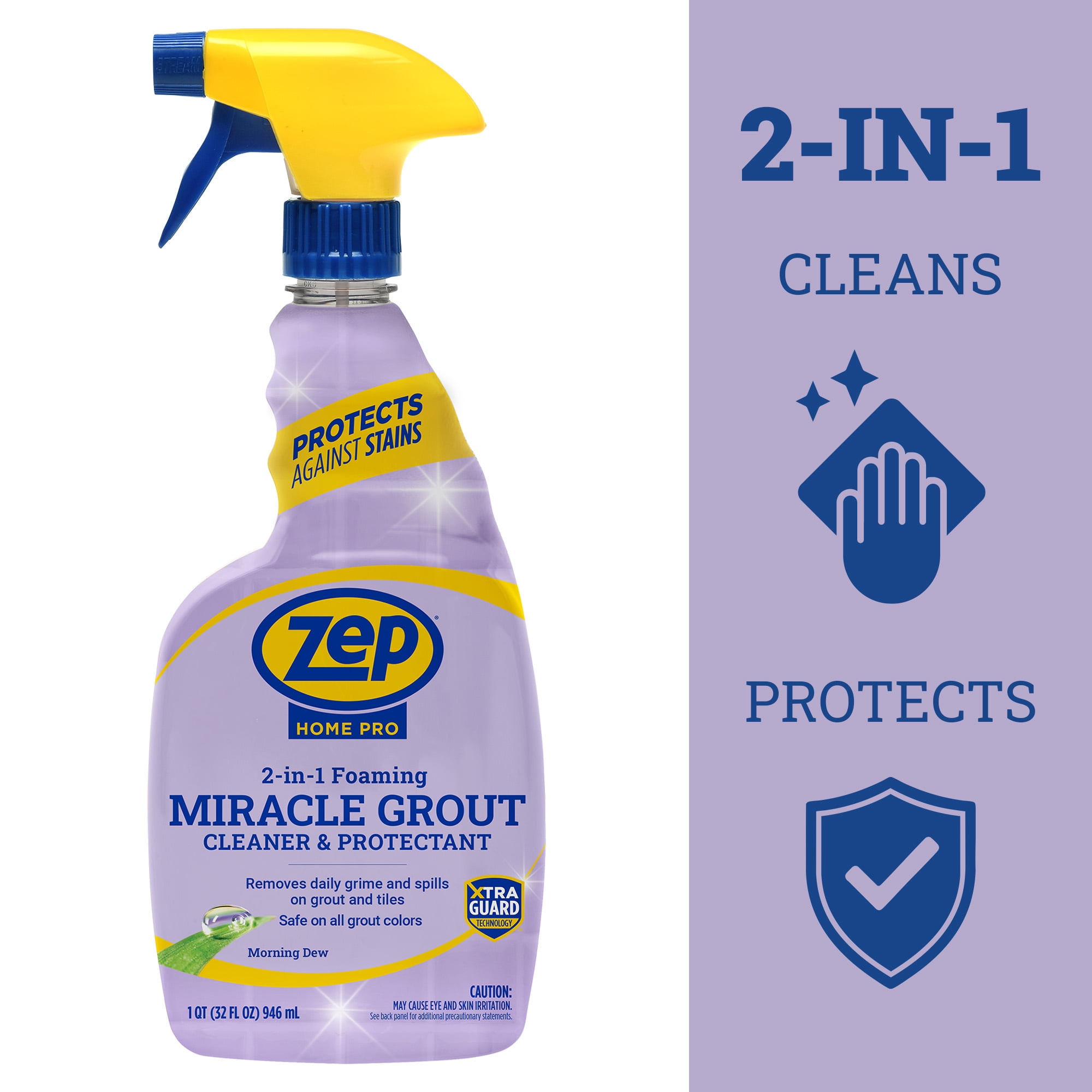 Zep Home Pro Miracle Foaming Grout Cleaner and Protectant, Morning Dew Scent, 32 fl oz