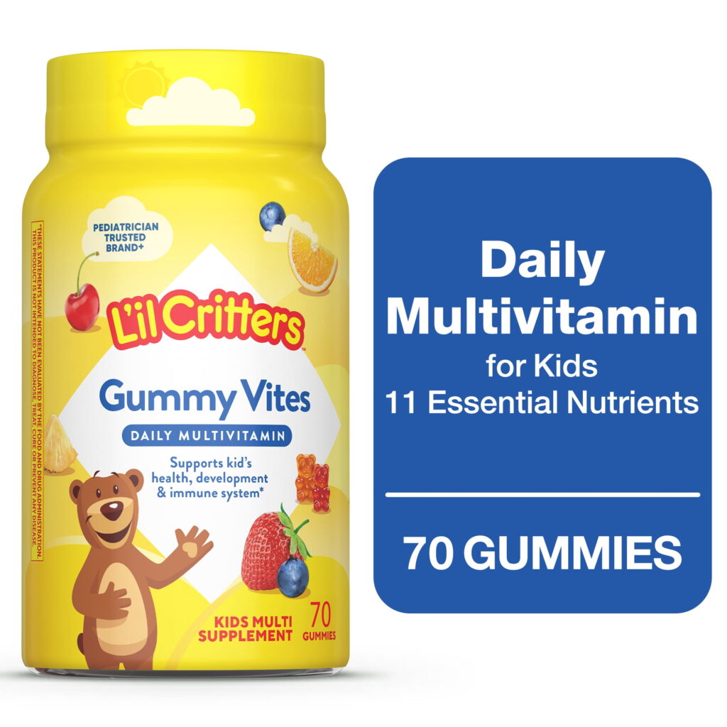 L’il Critters Gummy Vites, Daily Gummy Multivitamin for Kids Ages 2+, Fruit Flavors, 70 Count