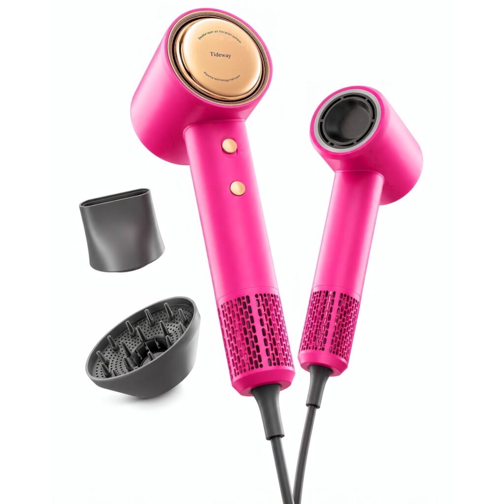 Tideway High Speed Ionic Hair Dryer, 110000 RPM, Compact, Magnetic Diffuser, Brushless Moto, Lightweight, Pink