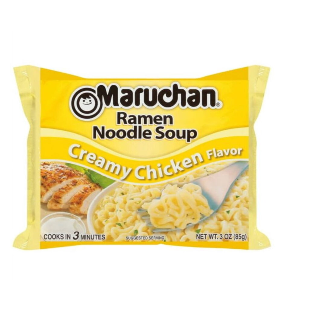 (6 pack) Maruchan Ramen Noodle Creamy Chicken Flavor Soup, 3 oz Shelf Stable Package