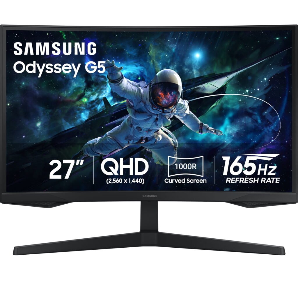 Samsung 27" Odyssey G55C QHD 165Hz 1ms Curved Gaming Monitor, 4.7 in Depth