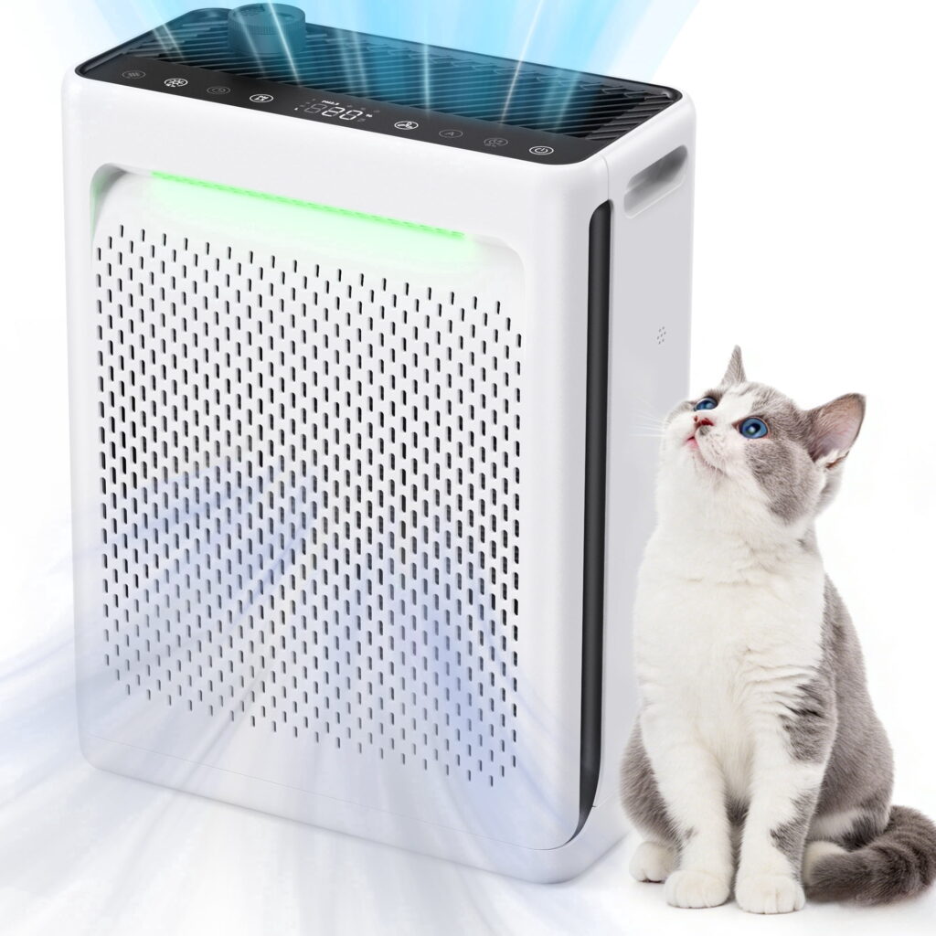 ALROCKET Air Purifiers for Home Large Room 2680 Ft² with Washable Filters, HEPA Air Purifier for Home Pets Bedroom with Fragrance, PM2.5 Air Quality Monitor, Air Cleaner for Dust, Pets, White