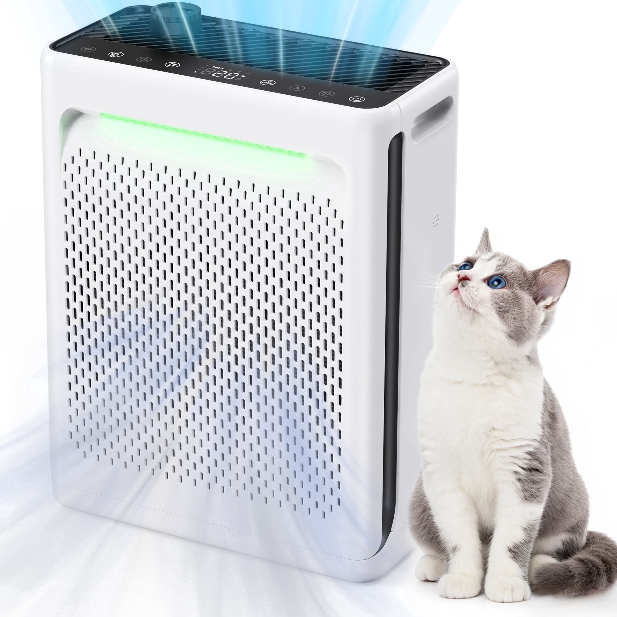 ALROCKET Air Purifiers for Home Large Room 2680 Ft² with Washable Filters, HEPA Air Purifier for Home Pets Bedroom with Fragrance, PM2.5 Air Quality Monitor, Air Cleaner for Dust, Pets, White
