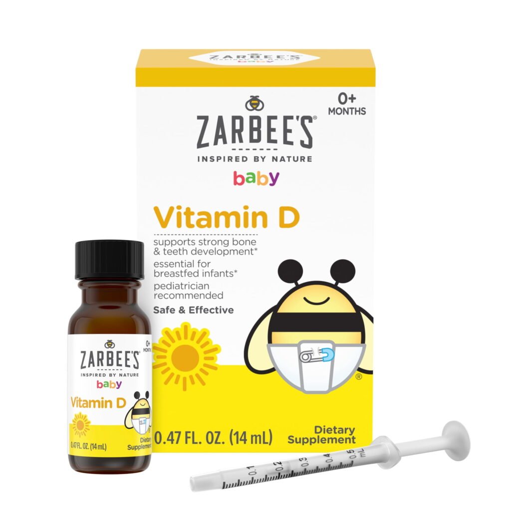 Zarbee's Baby Vitamin D Drops for Infants, Baby & Toddler Liquid Supplement, 0.47 Fl. Ounces (14mL) 1 Box