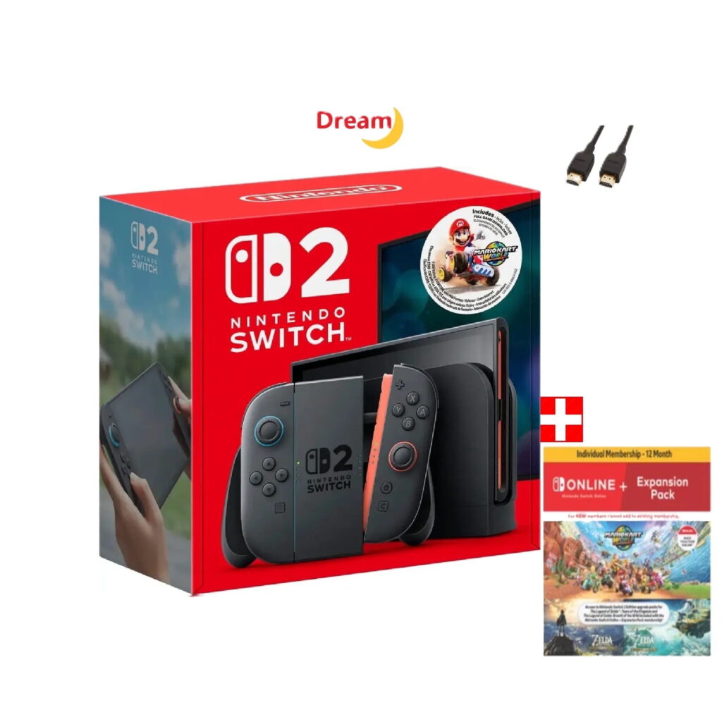 Dream 2025 Newest Nintendo Switchโข 2 + Mario Kart World and 12 month Individual membership pack bundle