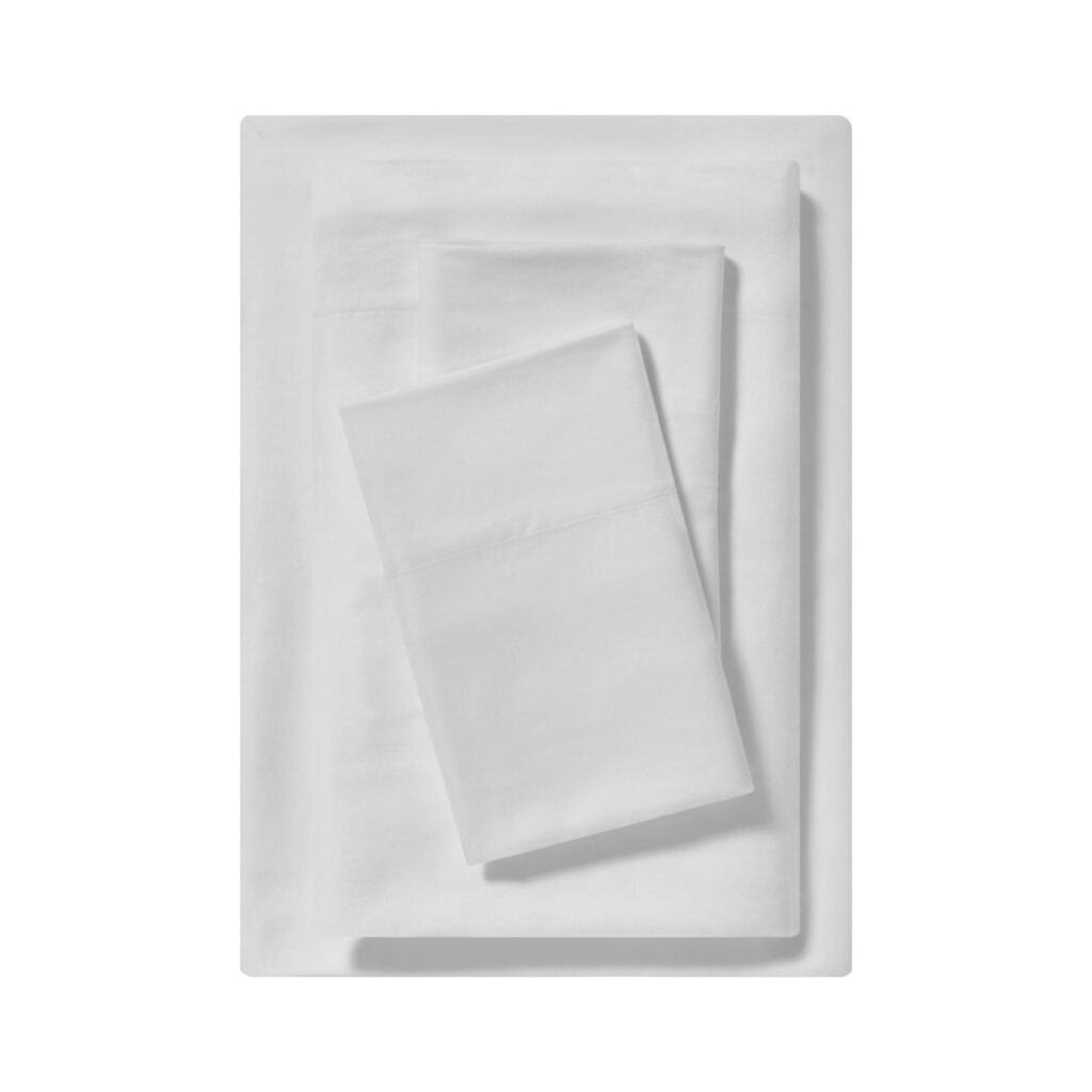 Mainstays Dreamy Soft 100% Cotton 4-Piece Bed Sheet Set, 220 Thread Count Brushed and Washed Sateen, Deep Pocket, King, Arctic White