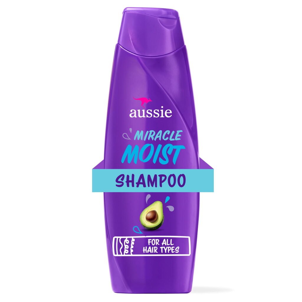 Aussie Miracle Moist Shampoo for All Hair Types with Avocado, Moisturizing, Paraben Free, 12.1 fl oz
