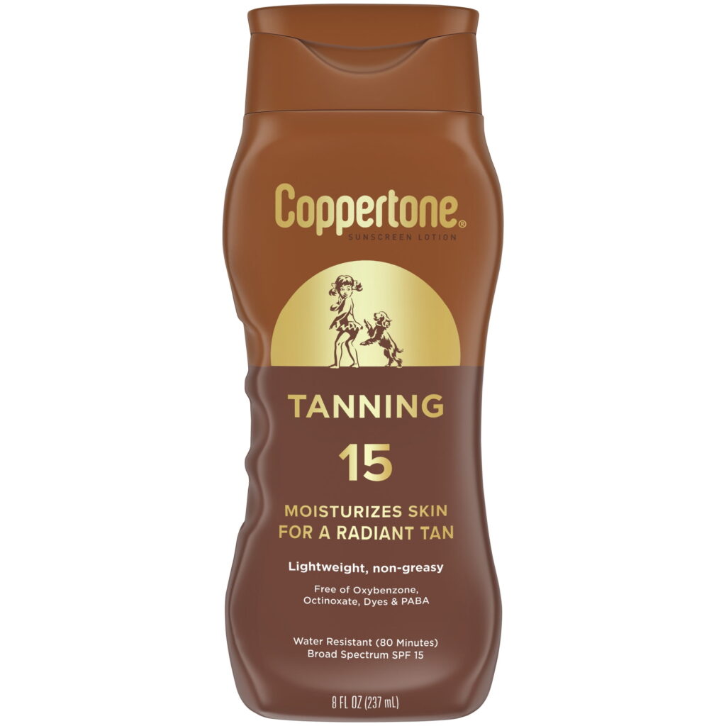 Coppertone Tanning Sunscreen Lotion, Broad Spectrum SPF 15 Sunscreen, 8 fl oz