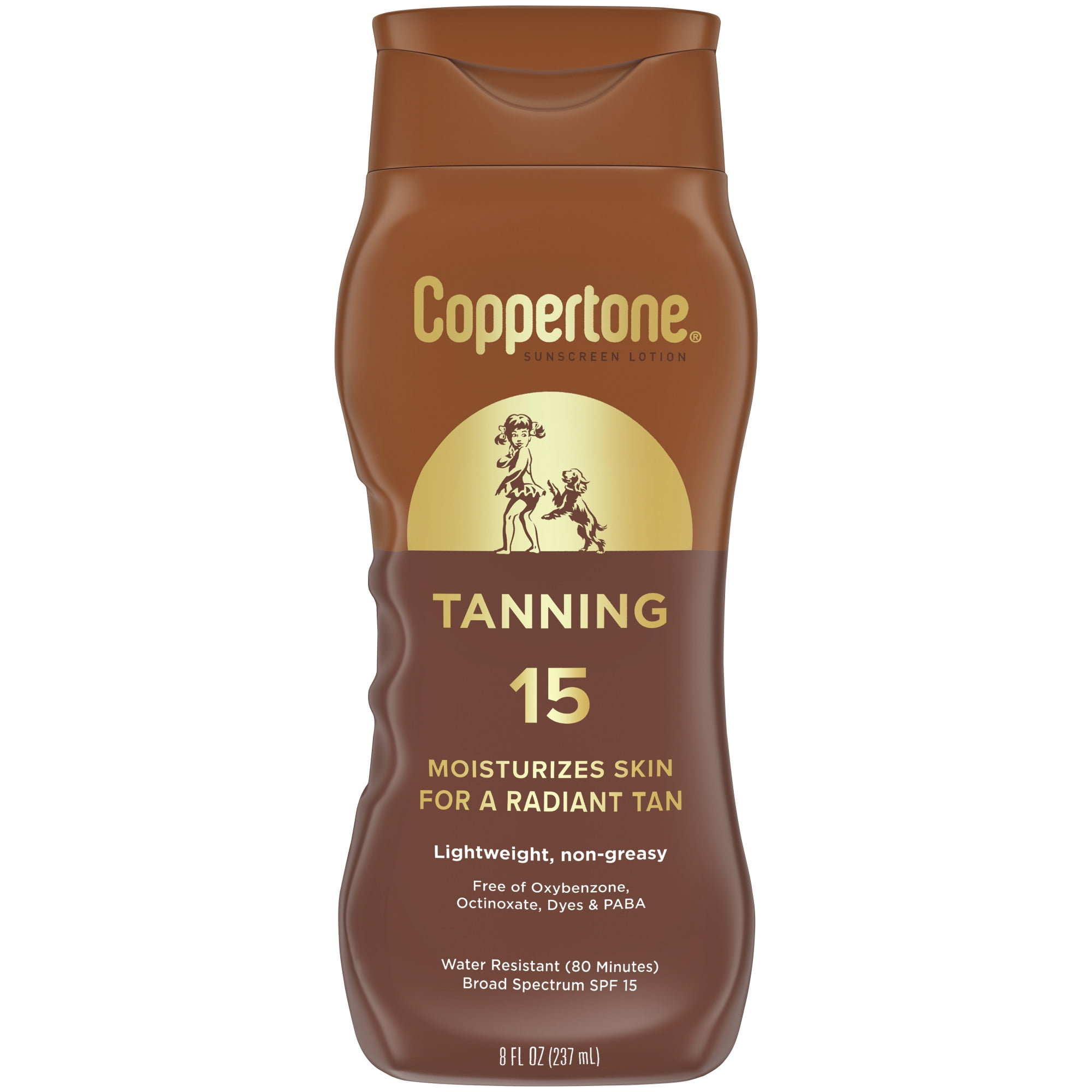 Coppertone Tanning Sunscreen Lotion, Broad Spectrum SPF 15 Sunscreen, 8 fl oz