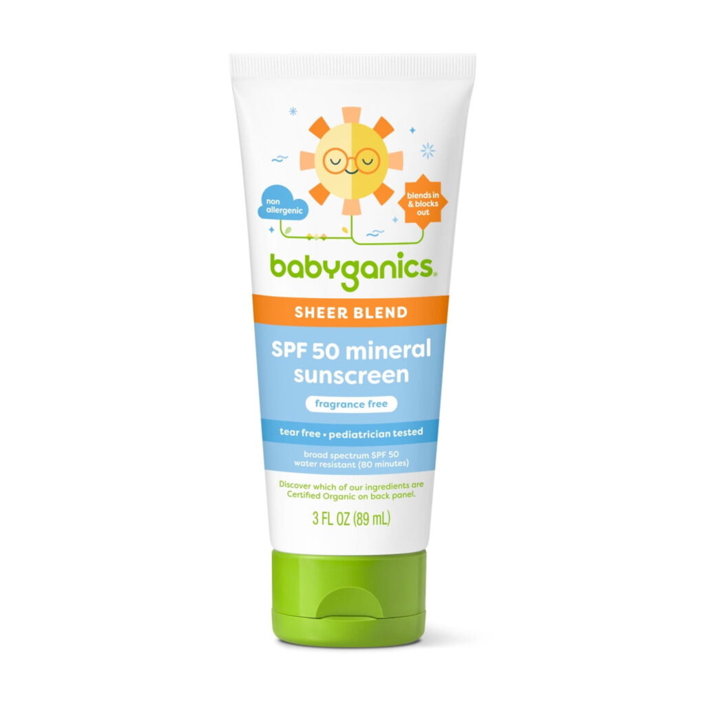 Babyganics Sheer Blend, SPF 50 Mineral Sunscreen Lotion, Fragrance Free, 3 oz