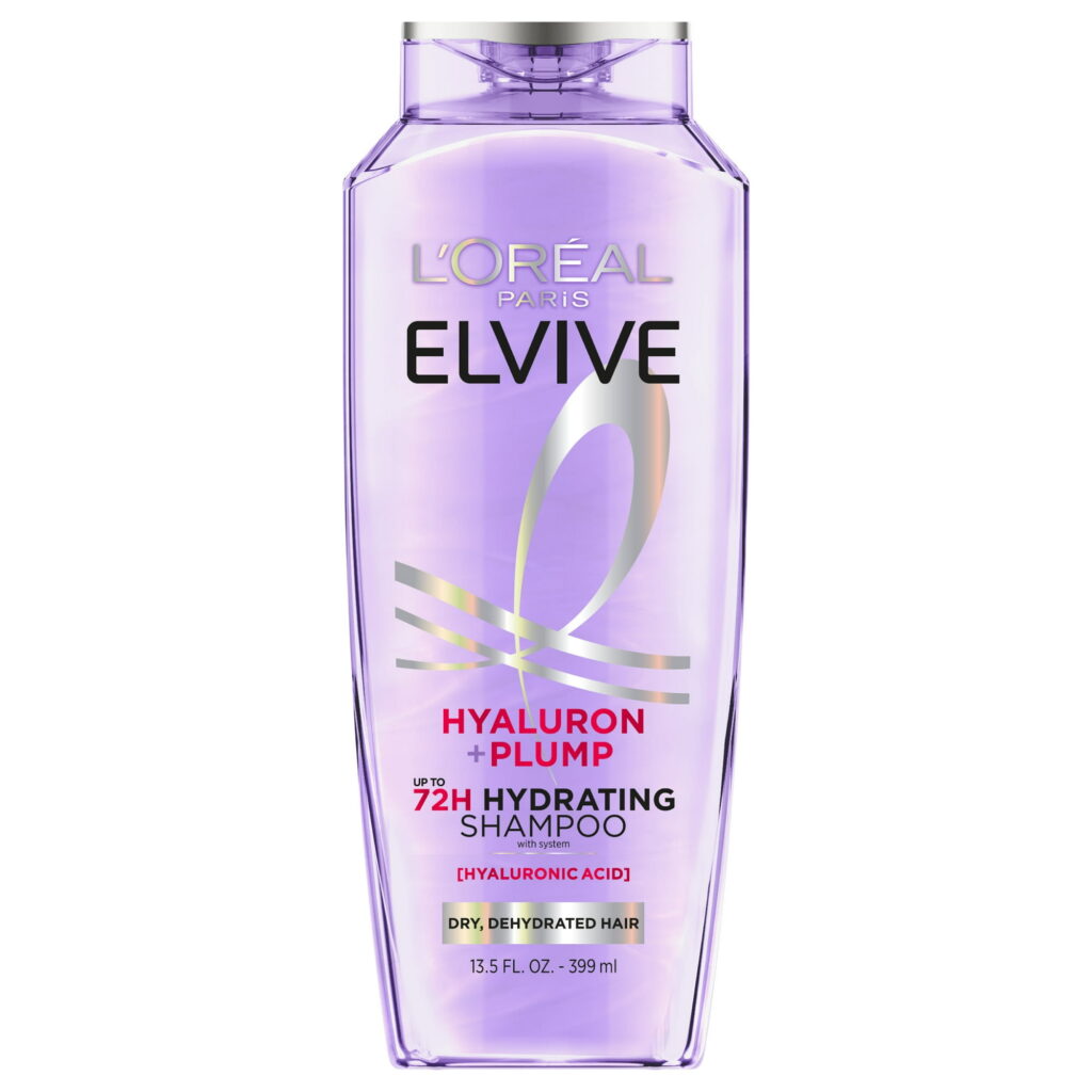 L'Oreal Paris Elvive Hyaluron Plump Hydrating Shampoo, 72H Intense Moisture, Squeeze, 13.5 fl oz