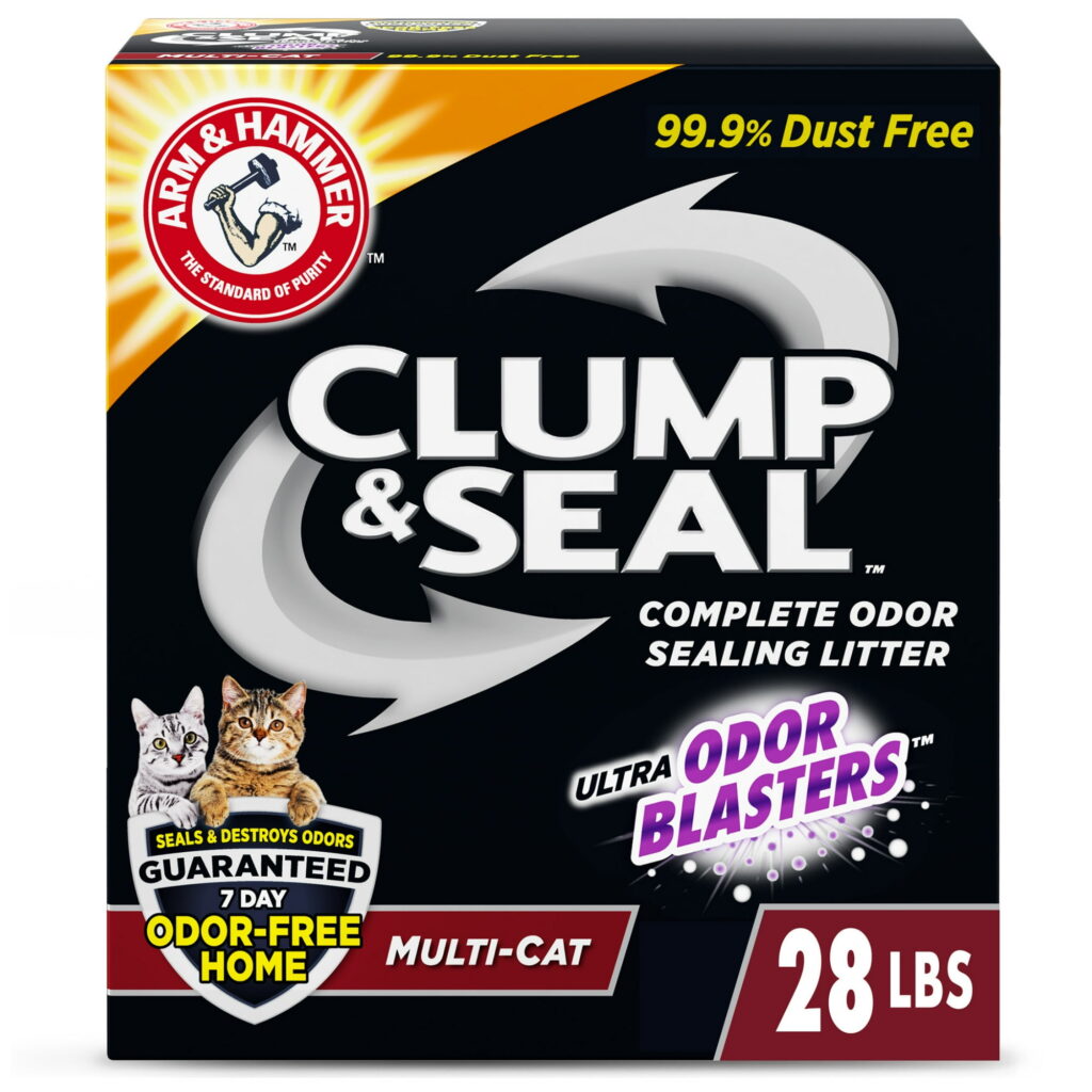 ARM & HAMMER Clump & Seal Cat Litter with Ultra Odor Blasters, Multi-Cat Formula, Scented, 28 lbs