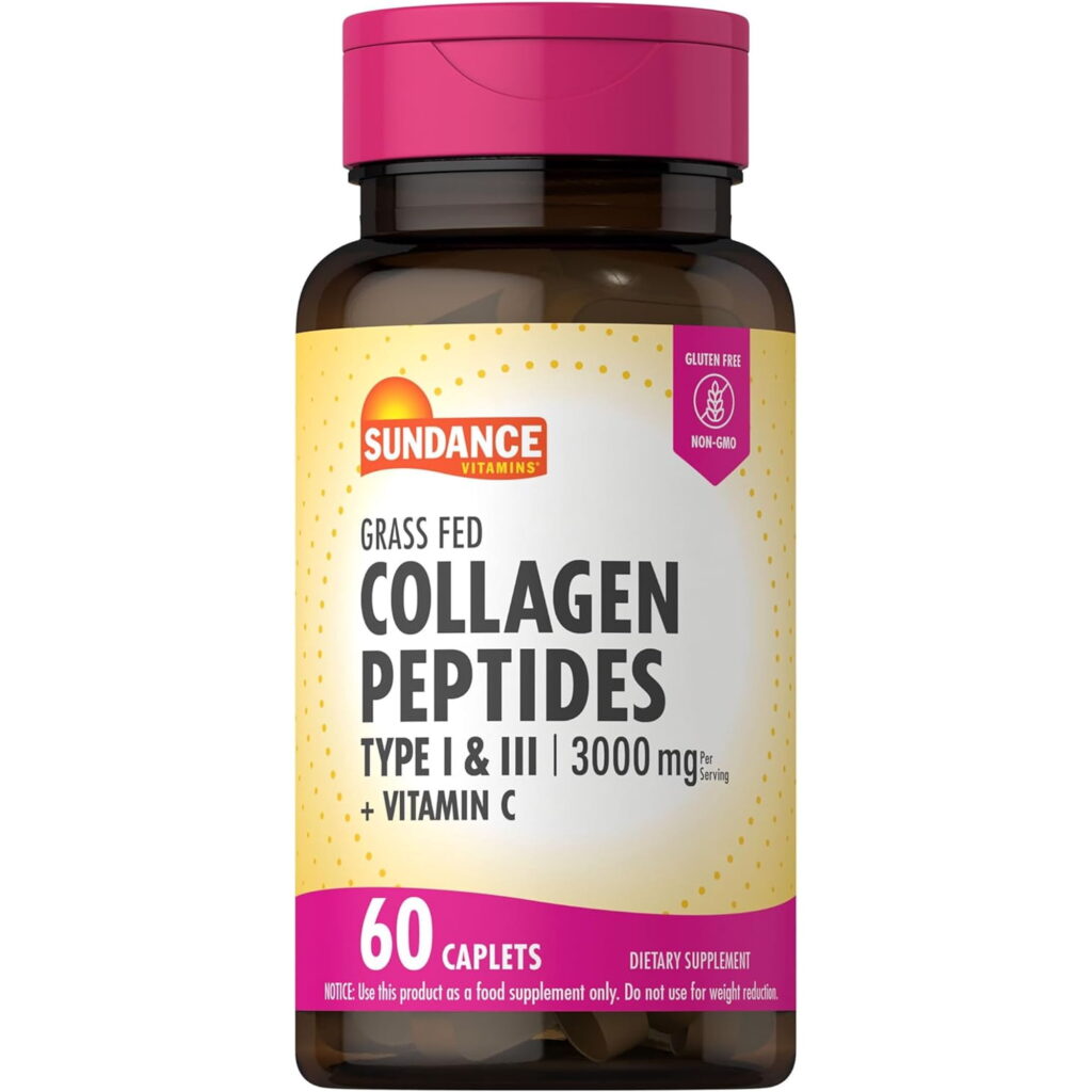 Hydrolyzed Collagen Peptides 3000mg | Type I & II With Vitamin C | 60 Caplets | by Sundance