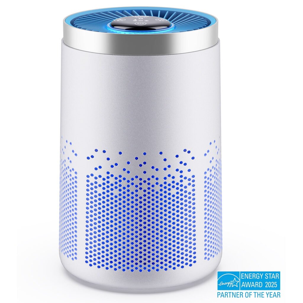 ALROCKET HEPA Air Purifier for Home Bedroom, Covers Up to 770 Sq.Ft, Removes 99.9% Smoke, Pollen, Dust, Pet Dander, Odor, 7W DC Motor Energy-Save, 4-Speed & 20dB Sleep Mode, White