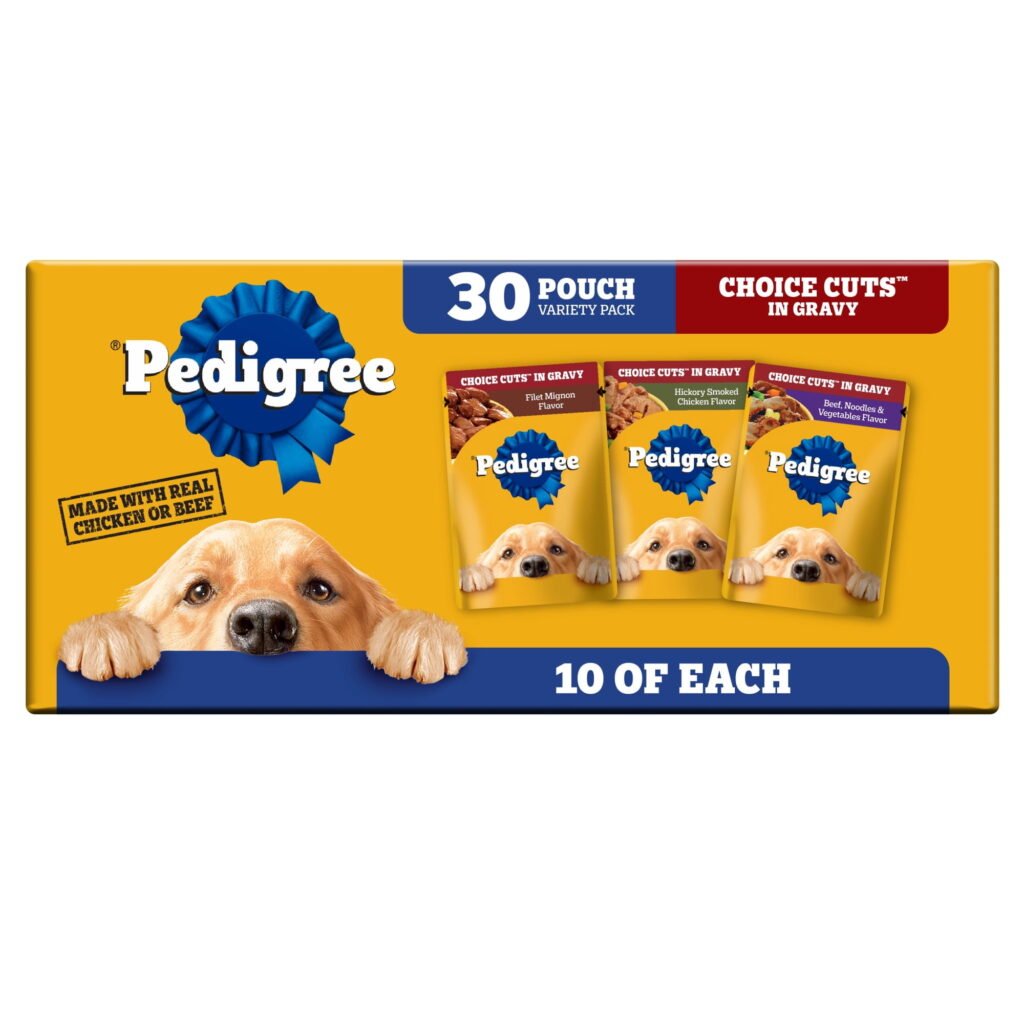 Pedigree Choice Cuts In Gravy Variety Pack Wet Dog Food, 3.5 Oz Pouches, 30-Count