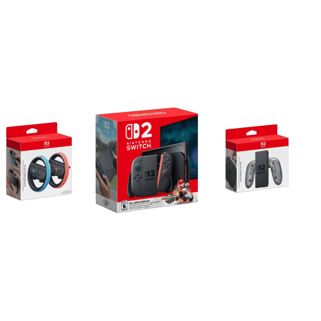 Nintendo Switch 2 + Mario Kart World Bundle + Joy-Con 2 Wheels + Joy-Con Charging Grip!