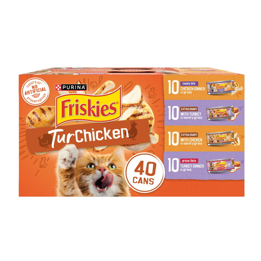 Purina Friskies Turchicken Wet Cat Food Variety Pack, 5.5 oz Cans (40 Pack)