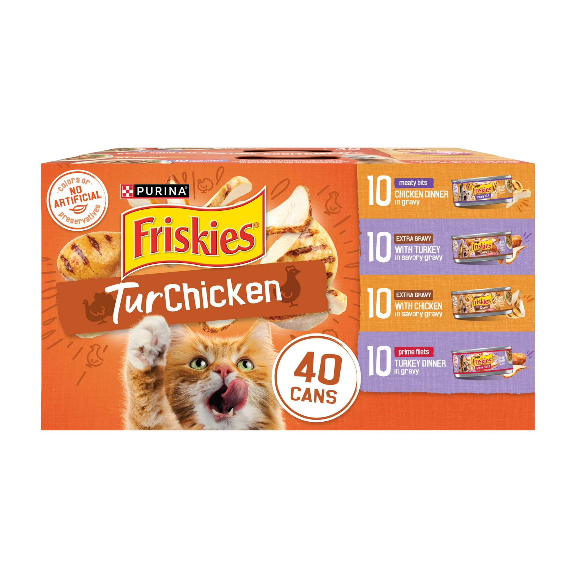 Purina Friskies Turchicken Wet Cat Food Variety Pack, 5.5 oz Cans (40 Pack)