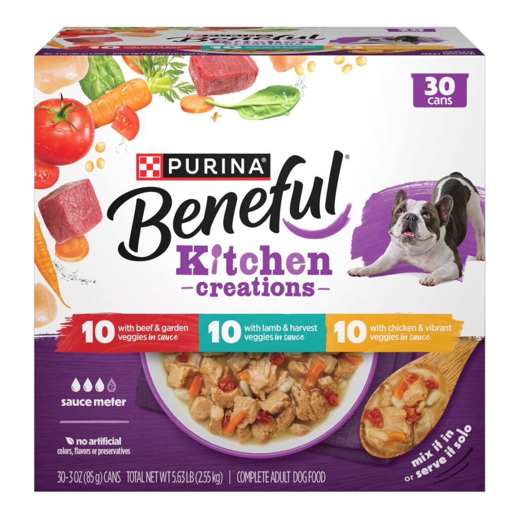 Purina Beneful Kitchen Creations With Beef, Chicken, or Lamb Wet Dog Food Variety Pack, 3 oz Cans (30 Pack)