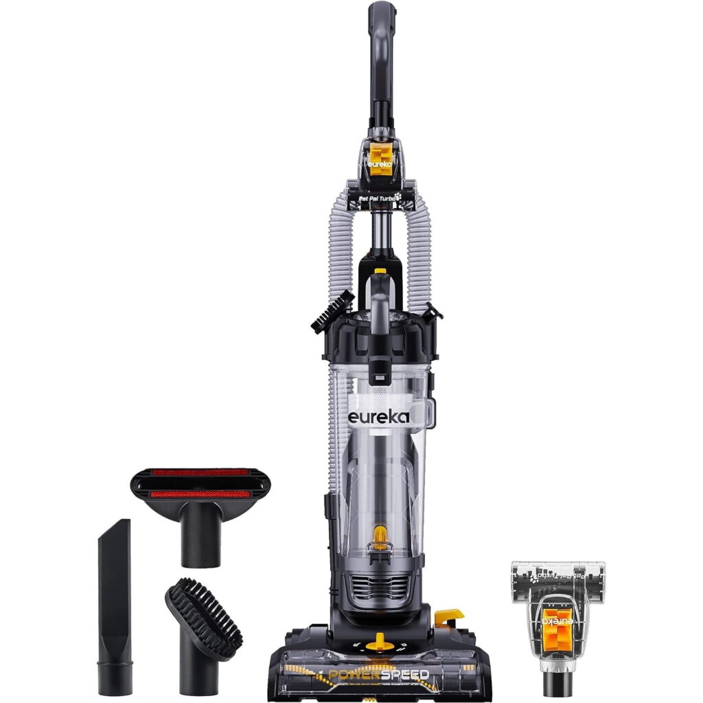 Eureka PowerSpeed Bagless Upright Vacuum Cleaner - Lightweight, Powerful, Pet Turbo, Black/Yellow