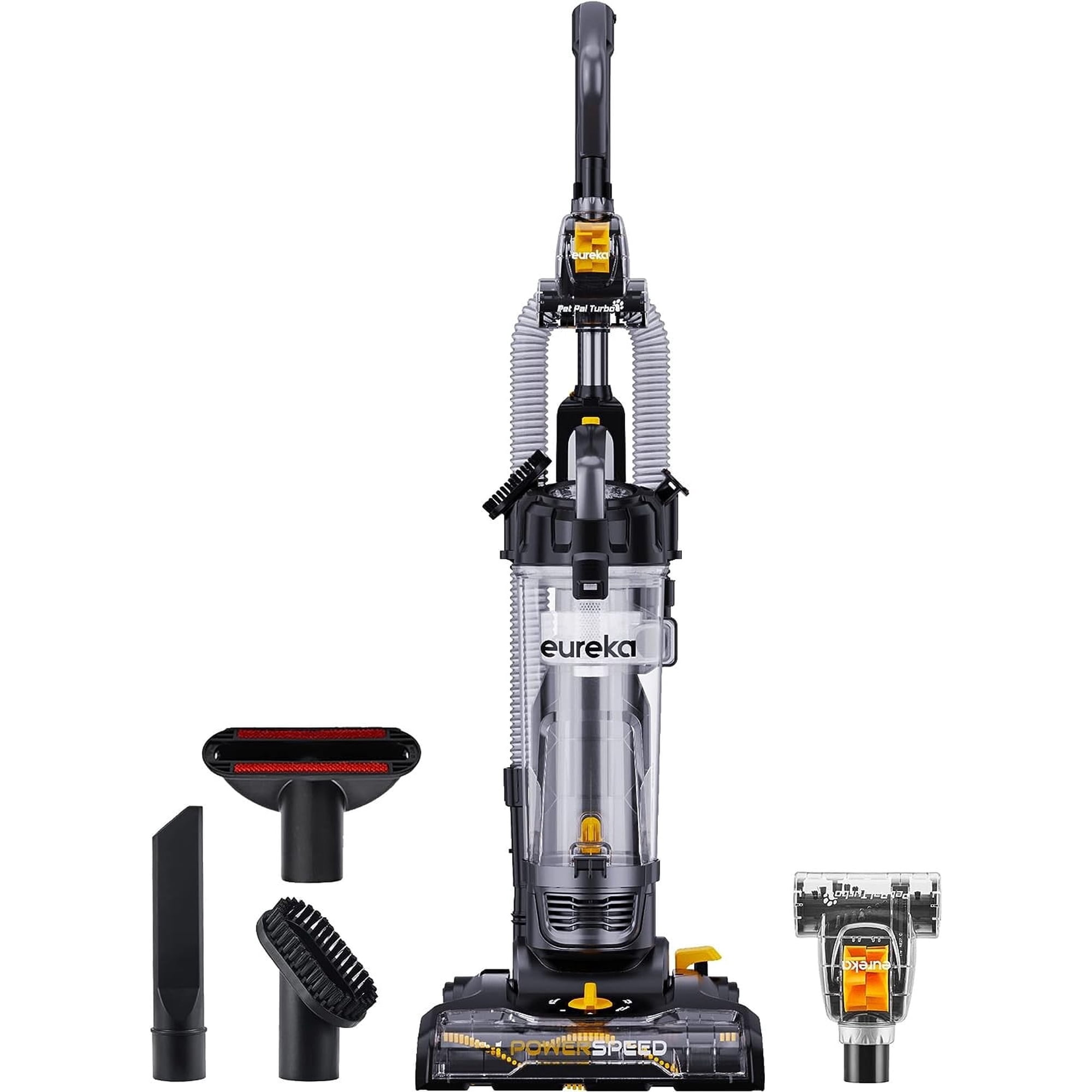 Eureka PowerSpeed Bagless Upright Vacuum Cleaner - Lightweight, Powerful, Pet Turbo, Black/Yellow