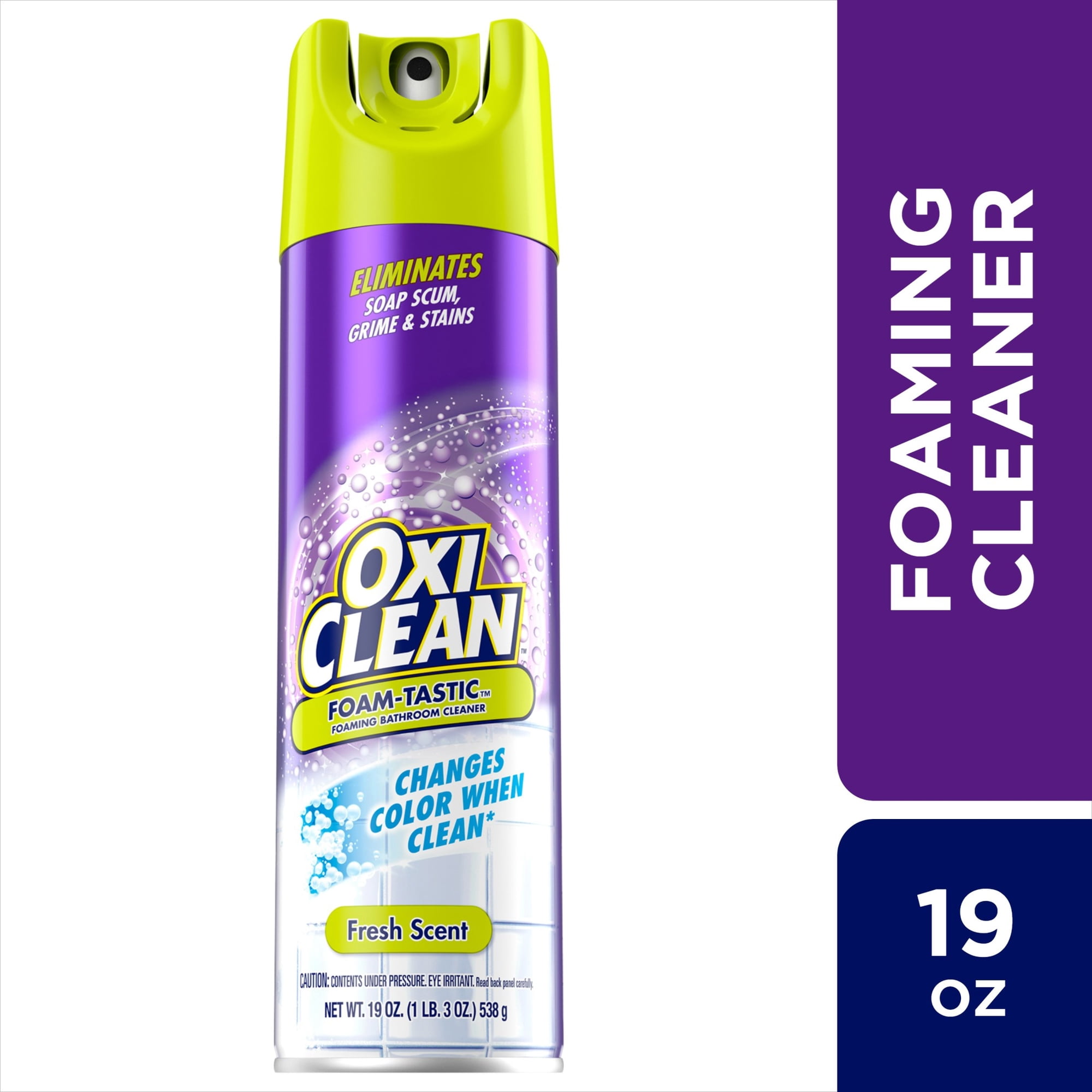 OxiClean Foam-Tastic Foaming Bathroom Cleaner, Removes Soap Scum, Grime & Stains, Fresh Scent, 19 oz