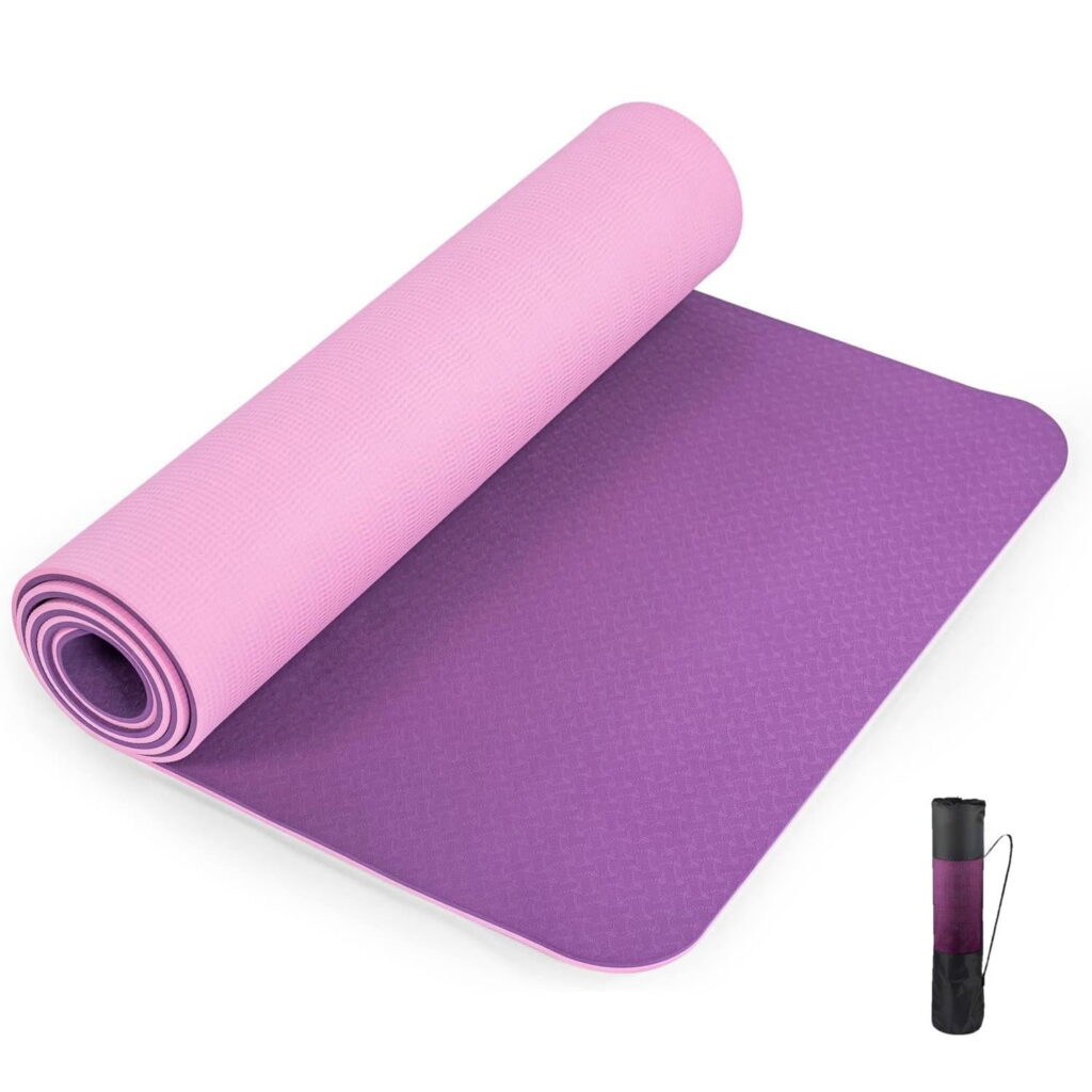 Behome Yoga Mat Non Slip, Anti-Tear 72” x 24” Exercise Mat with Strap and Storage Bag, 1/4" Thick Fitness Mat for Pilates, Stretching, Floor & Fitness Workouts