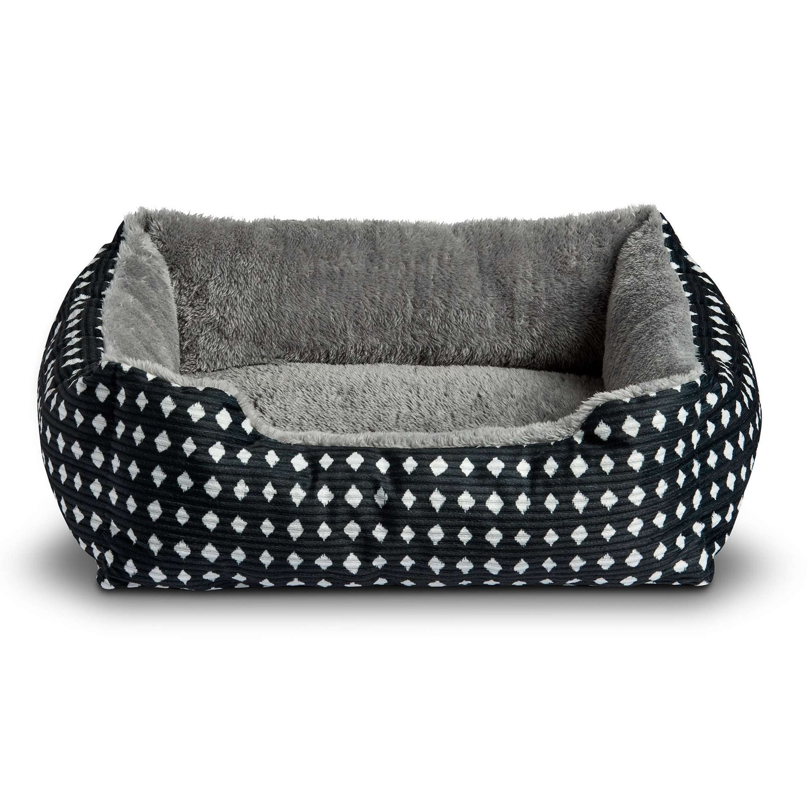 Vibrant Life Small Cuddler Pet Bed, Black and White Diamonds, 19" x 15"