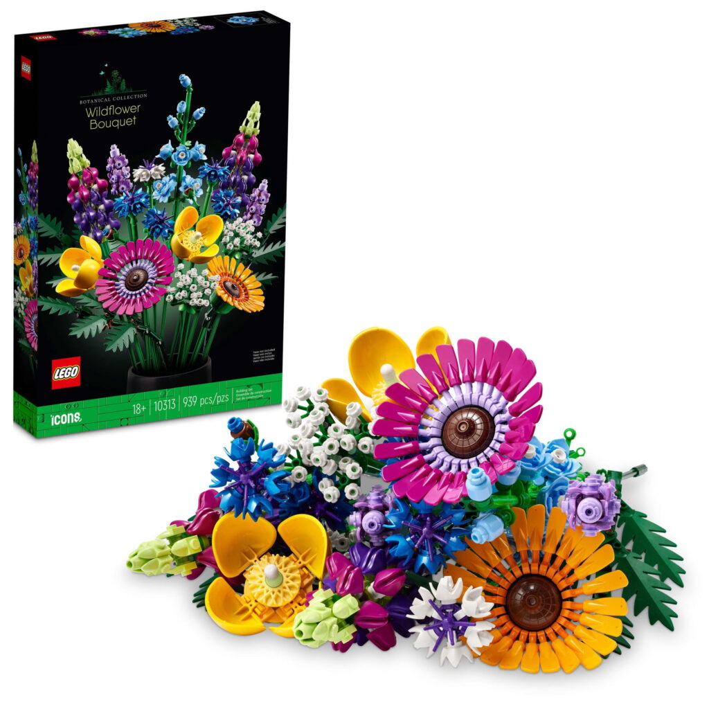 LEGO Botanicals Artificial Wildflower Bouquet - Fake Indoor Flower Building Set for Home, Kitchen, Desk Decoration, Adults Ages 18+ - Birthday or Anniversary Gift Idea - 10313