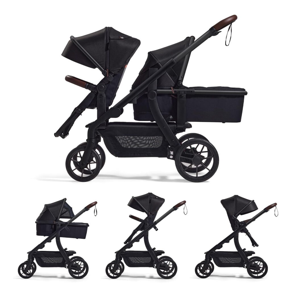 Momcozy ChangeGo Baby Stroller, Convertible Single-to-Double-to-Wagon Stroller with 23 Configurations, Bassinet and Seat Included, Large PU Wheels, All-Wheel Suspension ๏ผ Extendable UPF50+ Canopy