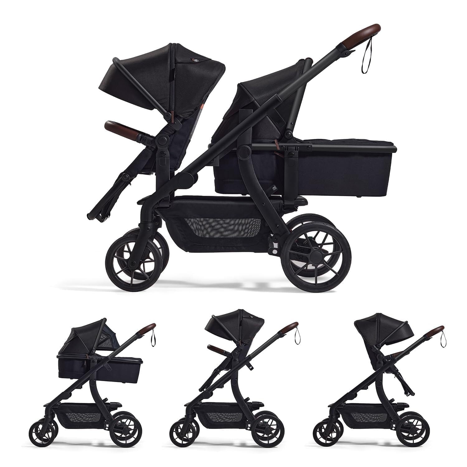 Momcozy ChangeGo Baby Stroller, Convertible Single-to-Double-to-Wagon Stroller with 23 Configurations, Bassinet and Seat Included, Large PU Wheels, All-Wheel Suspension & Extendable UPF50+ Canopy