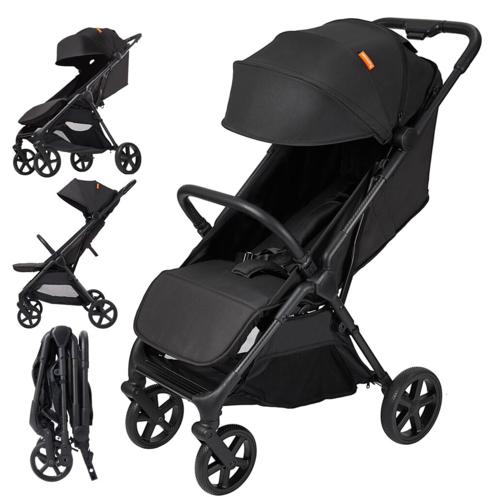 Mamazing Baby Stroller,Air Lite Carbon Fiber Lightweight Foldable Compact Travel Stroller for Newborn Infant Toddler,Black