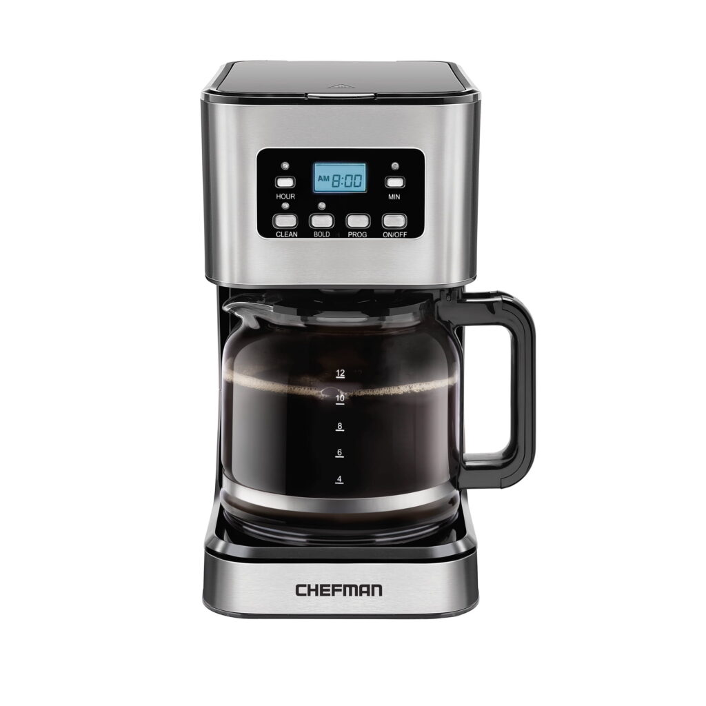 Chefman 12-Cup Programmable Coffee Maker w/ Digital Display, Auto Shut Off - Stainless Steel