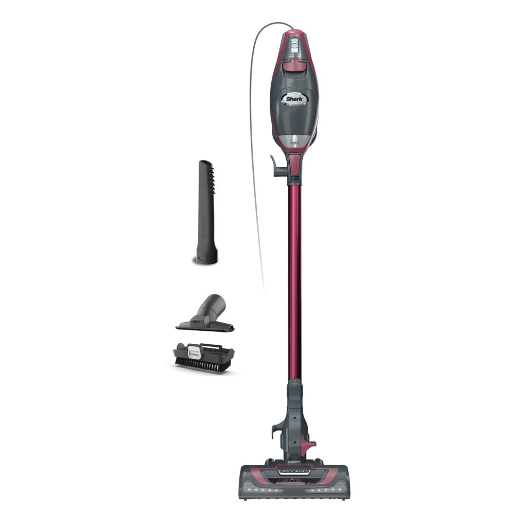 Shark Rocket Pro Corded Stick Vacuum, Carpet and Hardfloors, Pet Friendly, XL Cup, Removable Handheld, HV370 Comet Red