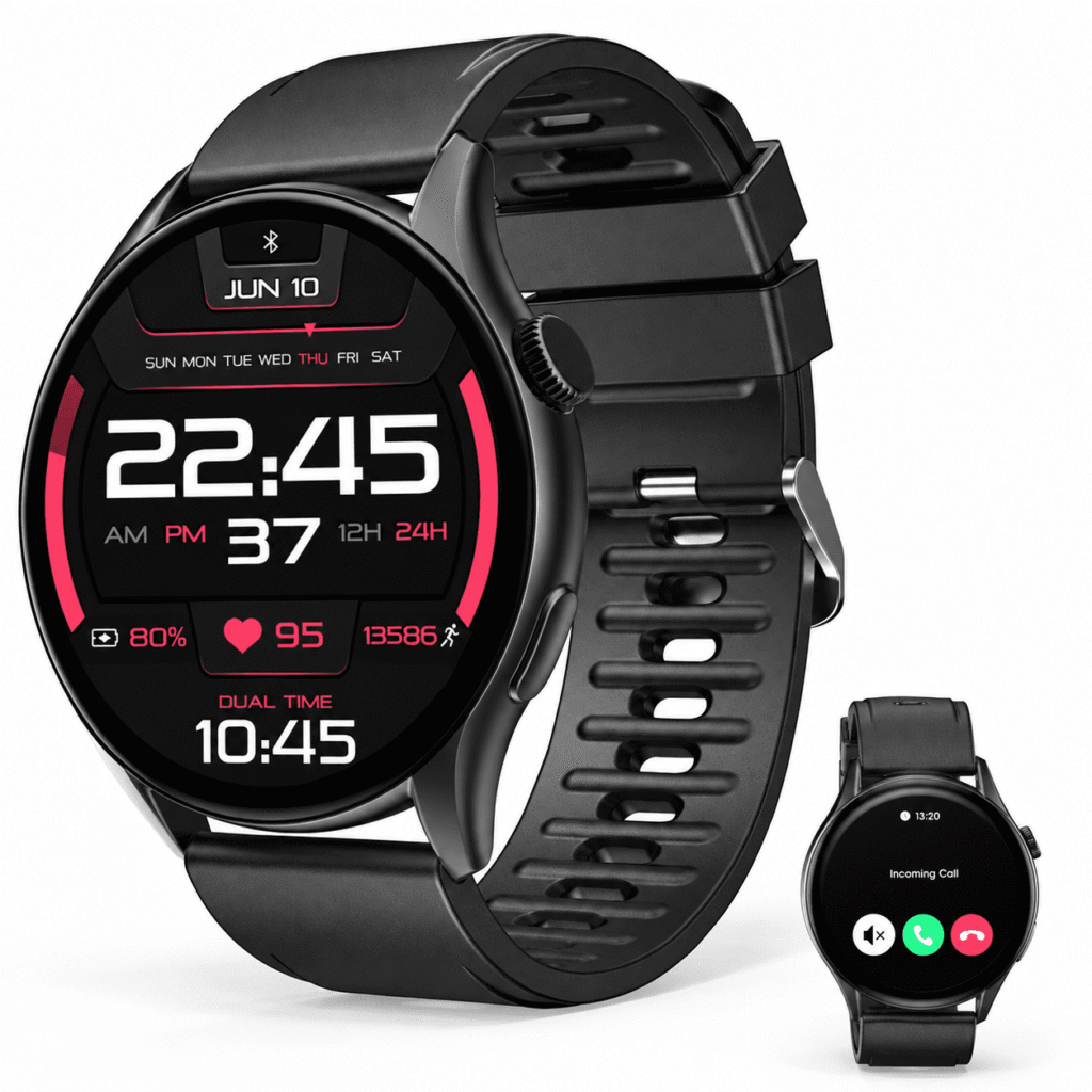 VILINICE Smart Watch Fits for Android & iPhone,Smartwatch for Men Women, 1.43" AMOLED Touchscreen Fitness Tracker,120 Plus Sports Modes, IP68,Bluetooth Call,for Gift Black