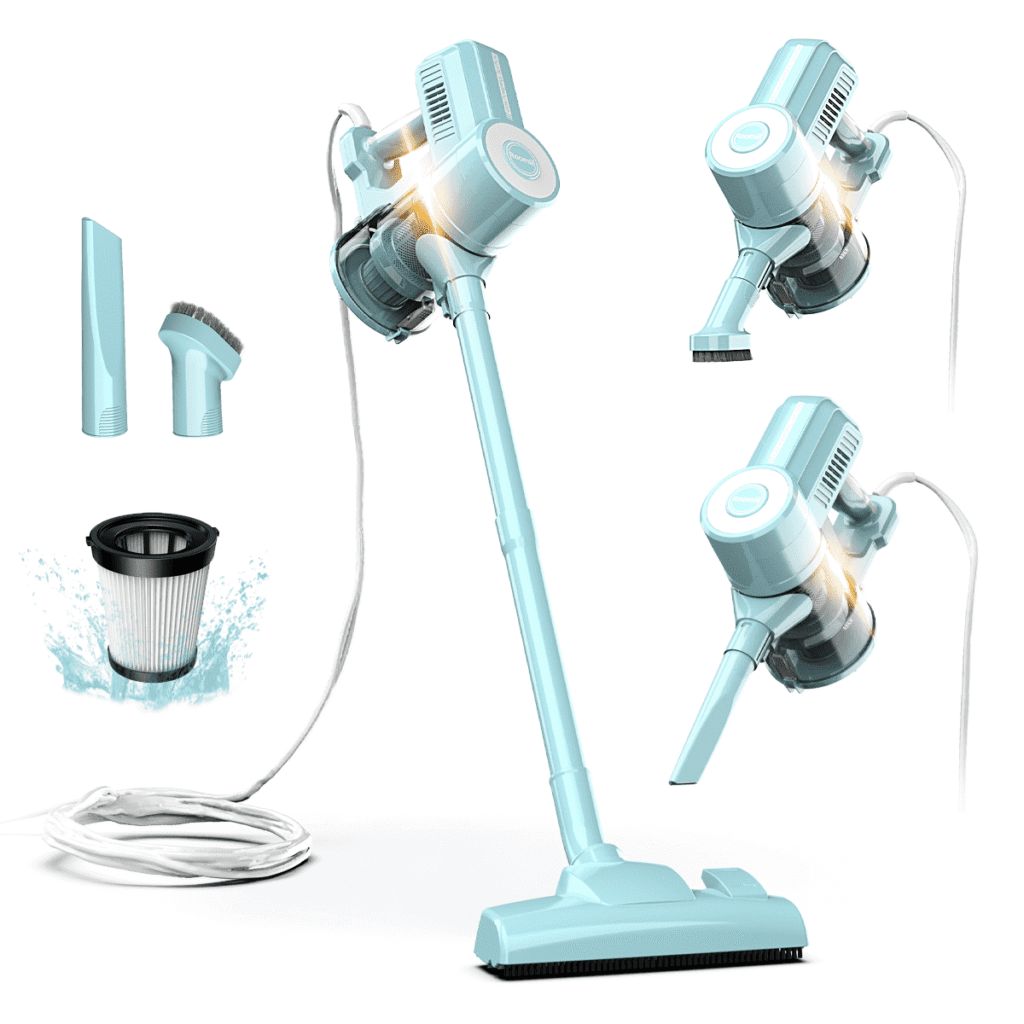 ROOMIE ROBIN Stick Corded Vacuum Cleaners, 450W, Bagless HEPA Filter, Lightweight 2 in 1 Handheld with Powerful Suction, Large Dust Capacity