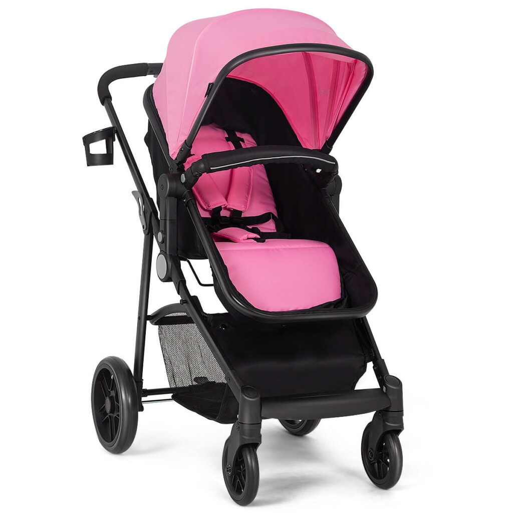 Costway Foldable Baby Stroller 2 in1 Newborn Infant Travel Buggy Pushchair Pink
