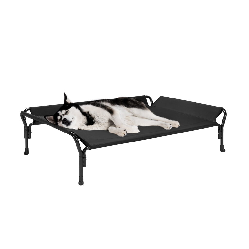 Veehoo Cooling Elevated Dog Bed with Guardrail & Slope Headrest, Teslin Mesh, Large, Black