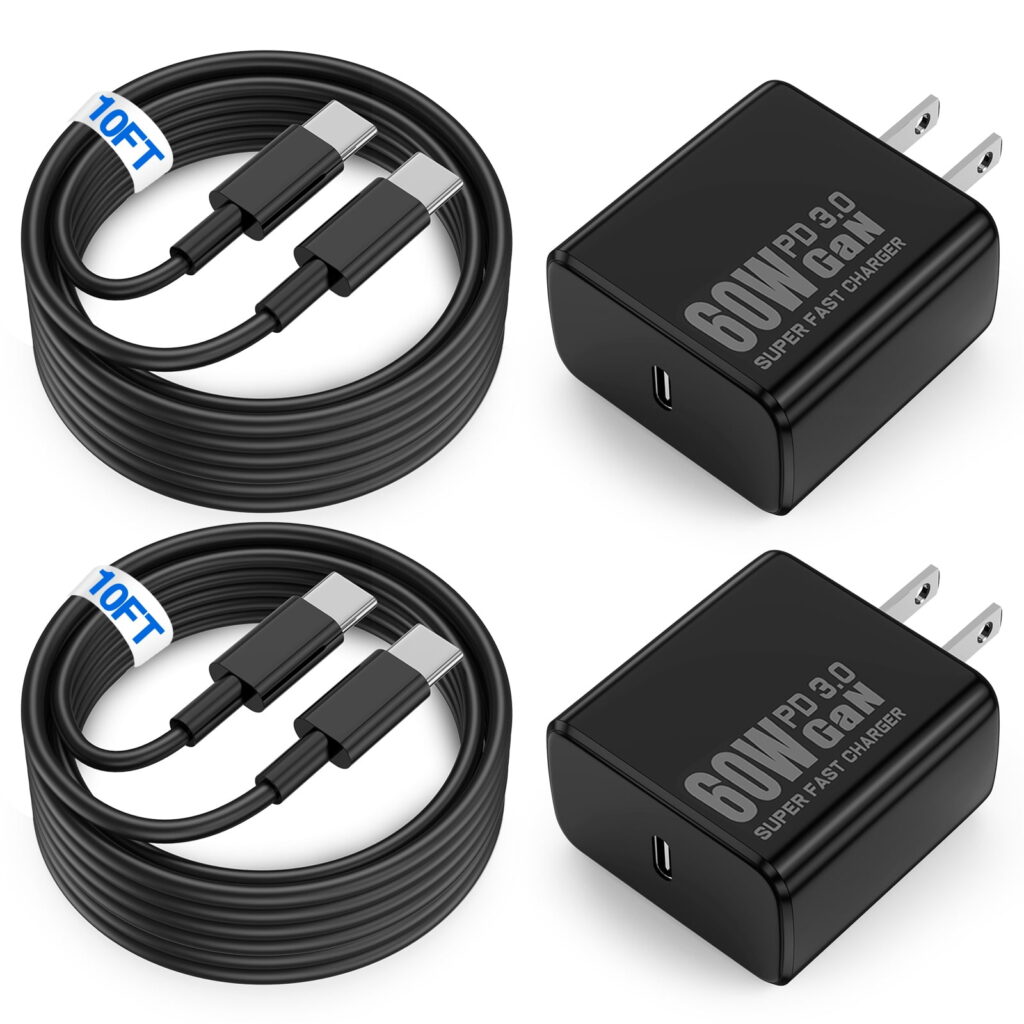 60W USB C Super Fast Charger Type C Android Phone Charger Fast Charging Block with 10FT USB-C to USB-C Cord Compatible with Samsung Galaxy S26 Ultra/S26/S26+/S25/S25+/S24/S23+/S22,Black