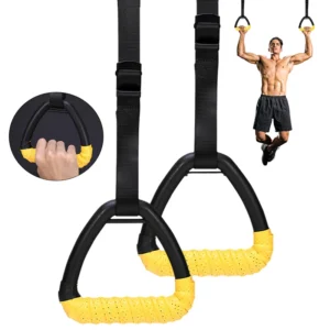 2M Fitness Gymnastic Rings Pull Up Handle Rings With Adjustable Strap For Adult Pull Up Ring Workout Equipment Strength Training