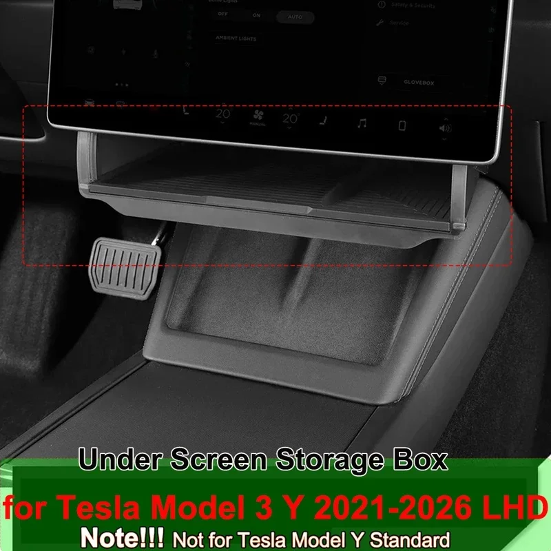 Behind Screen Hidden Storage Box, Console Organizer for Tesla Model Y Juniper 2026 Model 3 Highland 2025 Interior Accessories