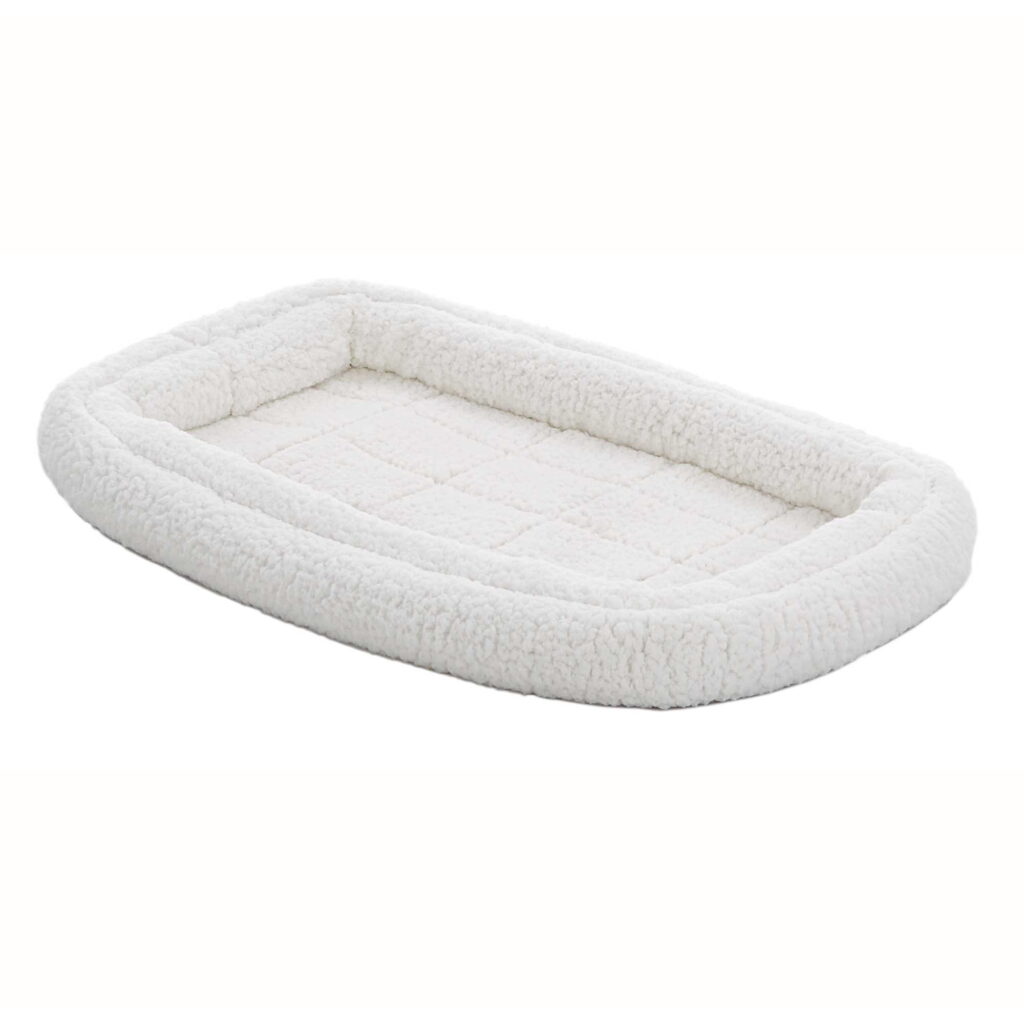 Midwest Homes for Pets QuietTime Double Bolster Dog Bed & Crate Mat White, 22 Inch