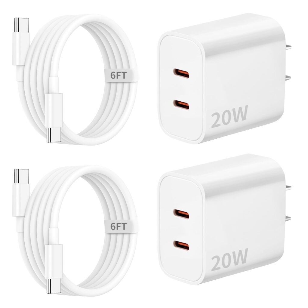 Charger for iPhone 17 16 15 Charger Fast Charging, 20W Dual Port USB C Charger Block with 6FT USB C Charging Cable Cord for iPhone 17/17 Pro/17 Pro Max/Air/16/16e/15,iPad Pro/Air,Android Phone