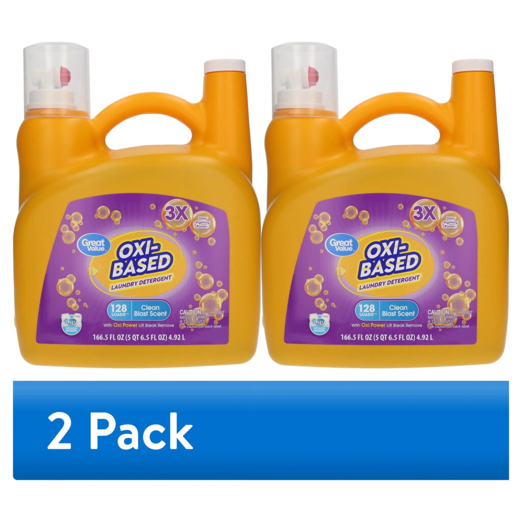 (2 pack) Great Value Oxi-Based Laundry Detergent, Clean Blast, 166.5 fl oz, 128 Loads
