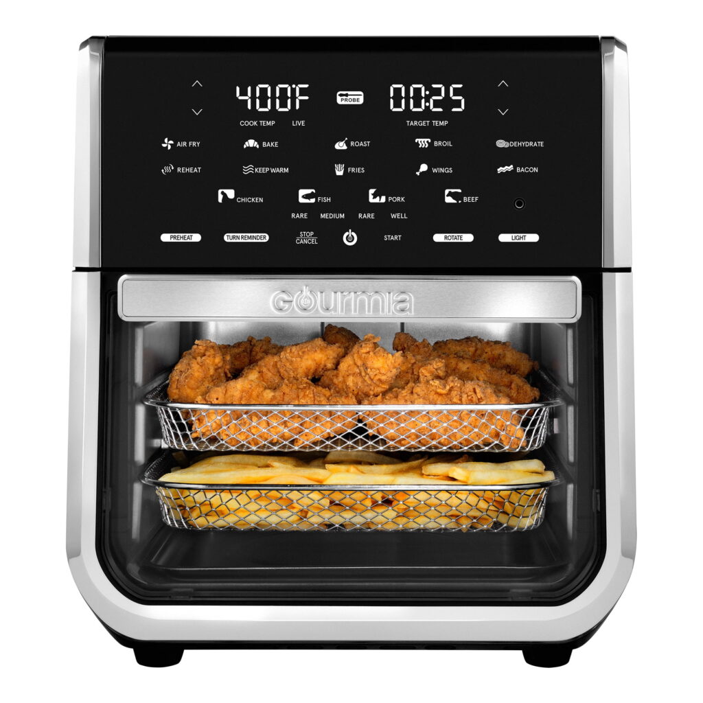 Gourmia All-in-One 14-Quart Air Fryer, Oven, Rotisserie, Dehydrator with Temperature Probe, New